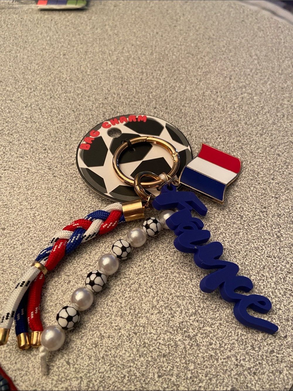 France Keychain and Card Holder Charm – Blue, Red, White